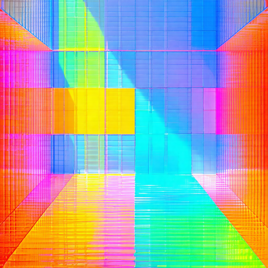 Colorful and vibrant display of a rainbow-colored room