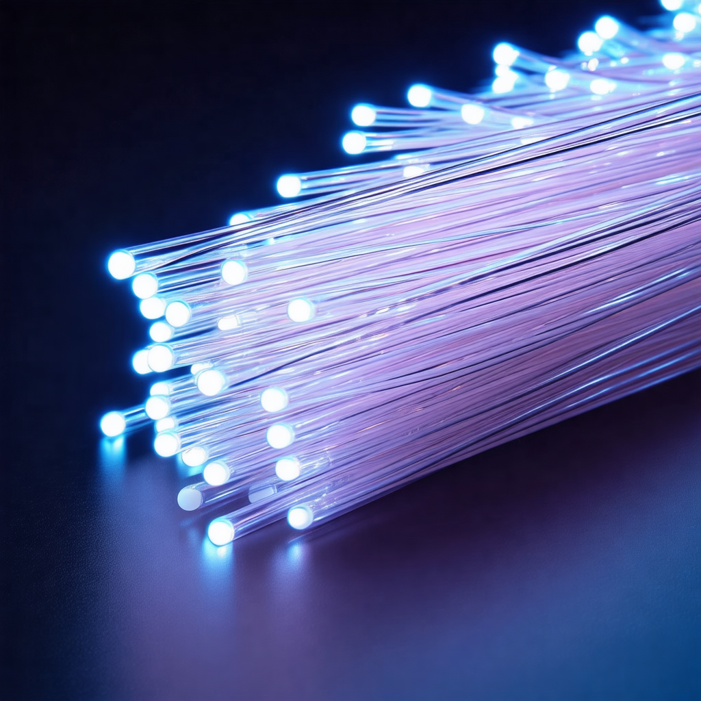 Close-up of a bunch of bright blue neon lights