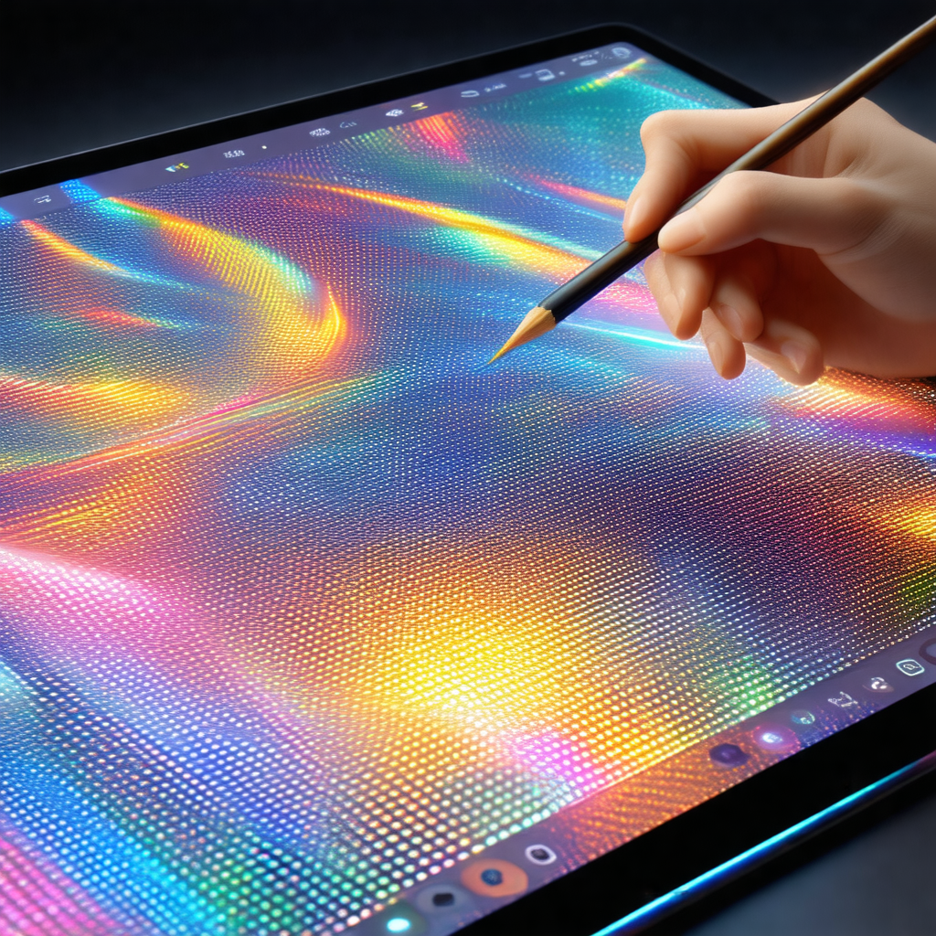 Person using a tablet computer, likely drawing or paintin...