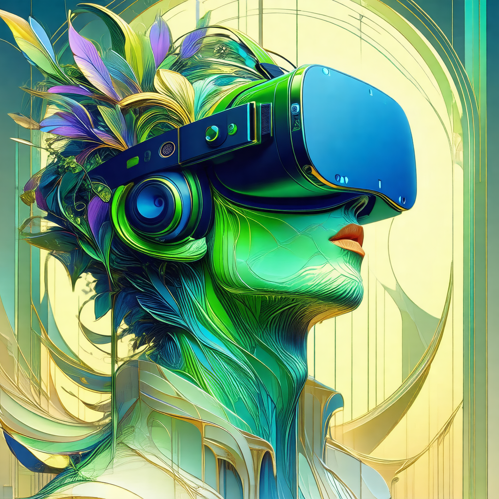 Person wearing a headset and looking through a virtual re...