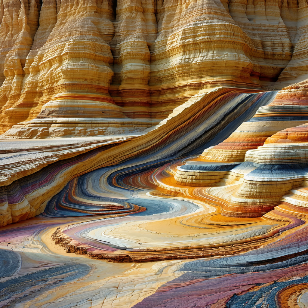 Beautiful landscape with a large, colorful rock formation
