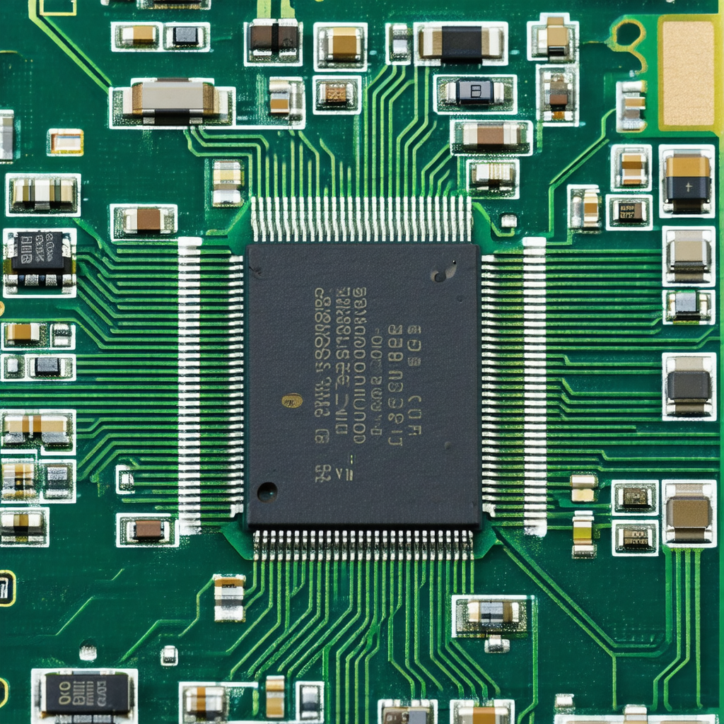 Close-up of a computer chip, which is the heart of a comp...