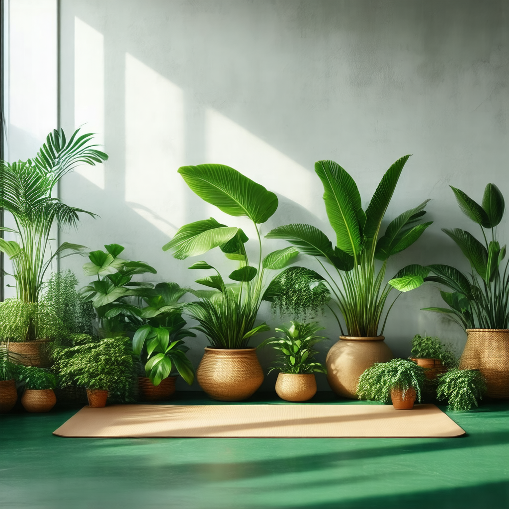 Room with a large number of potted plants