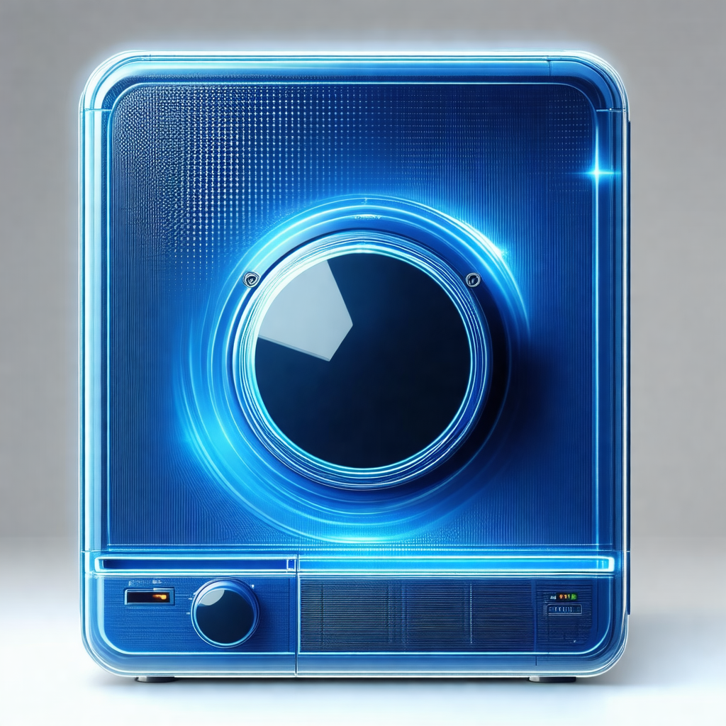 Blue, futuristic-looking washing machine