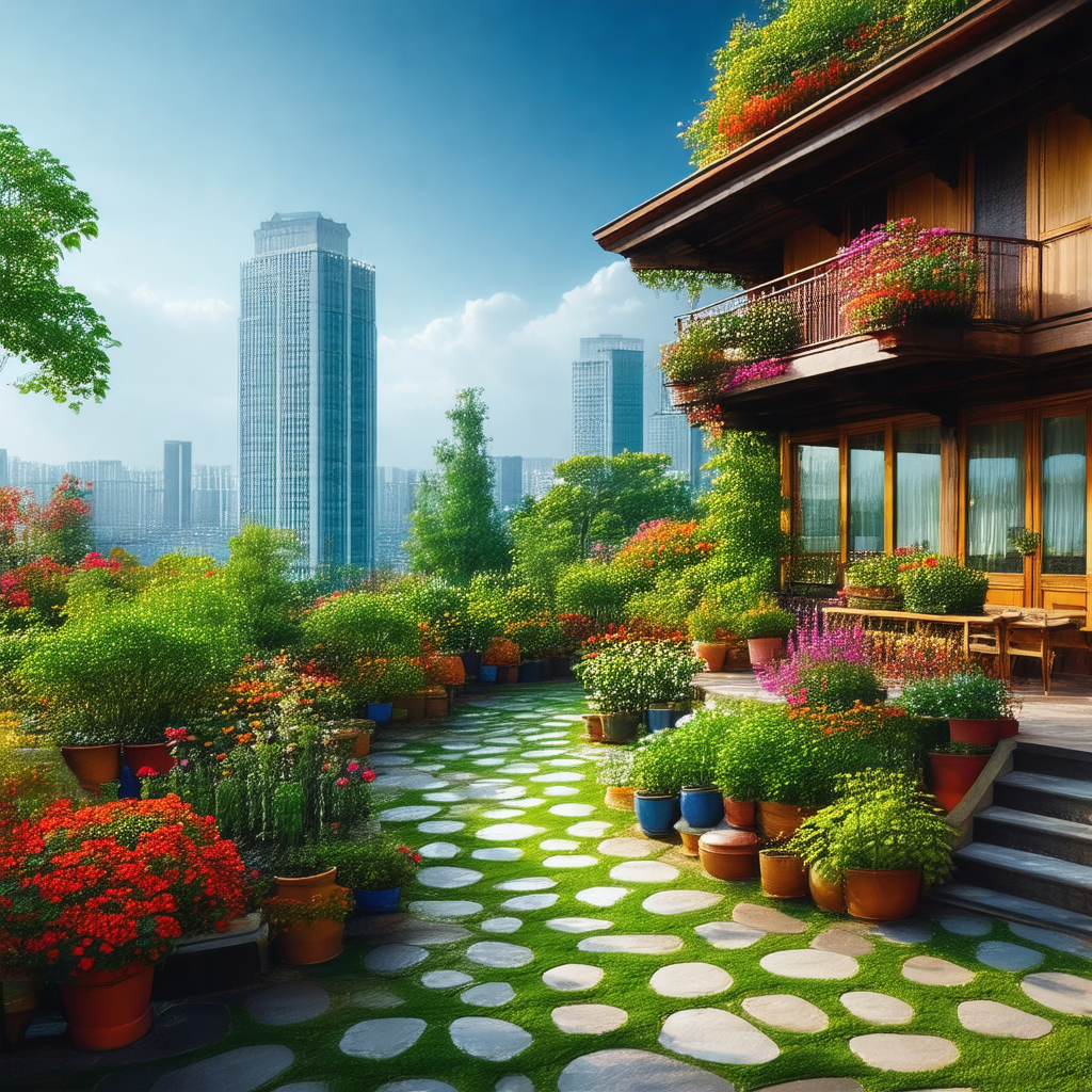 Beautiful garden with a variety of flowers and plants