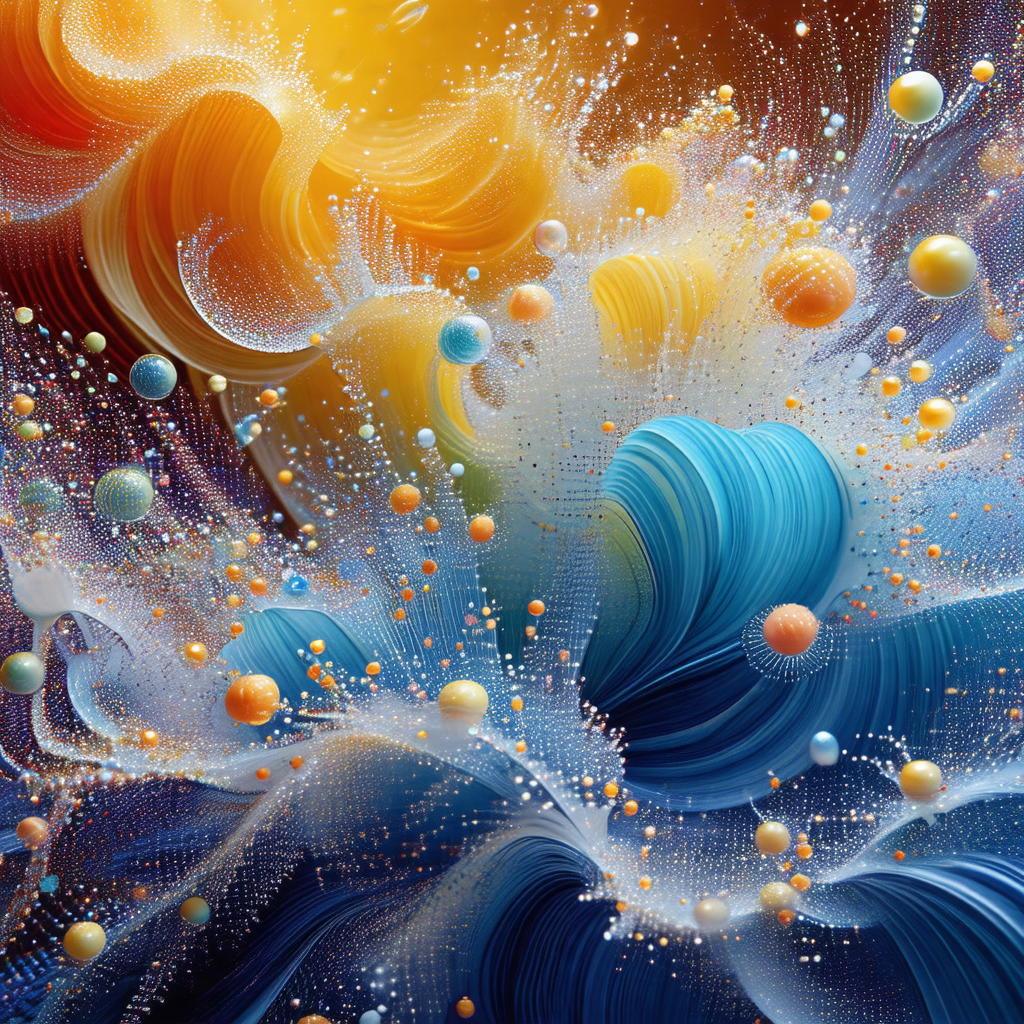 Vibrant and colorful painting of a wave, featuring a mix ...