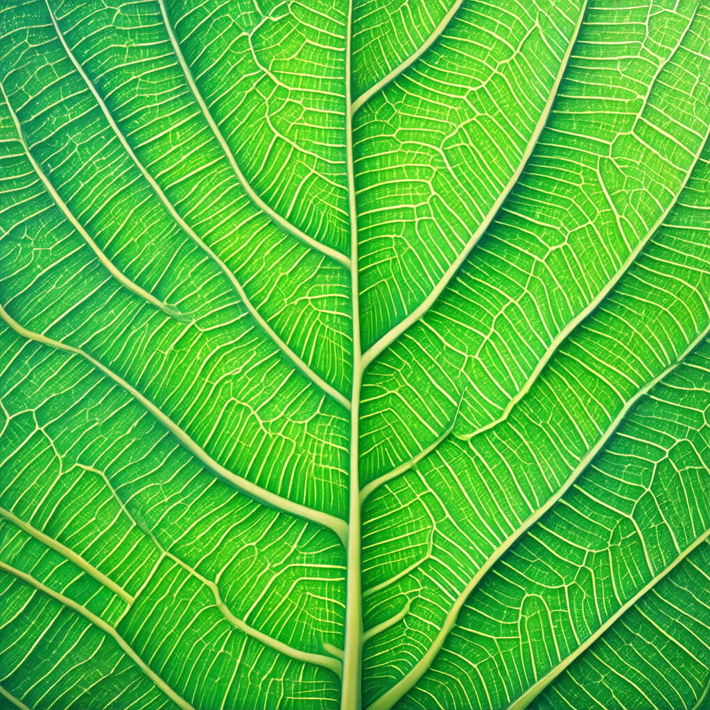 Large green leaf with a distinctive vein pattern