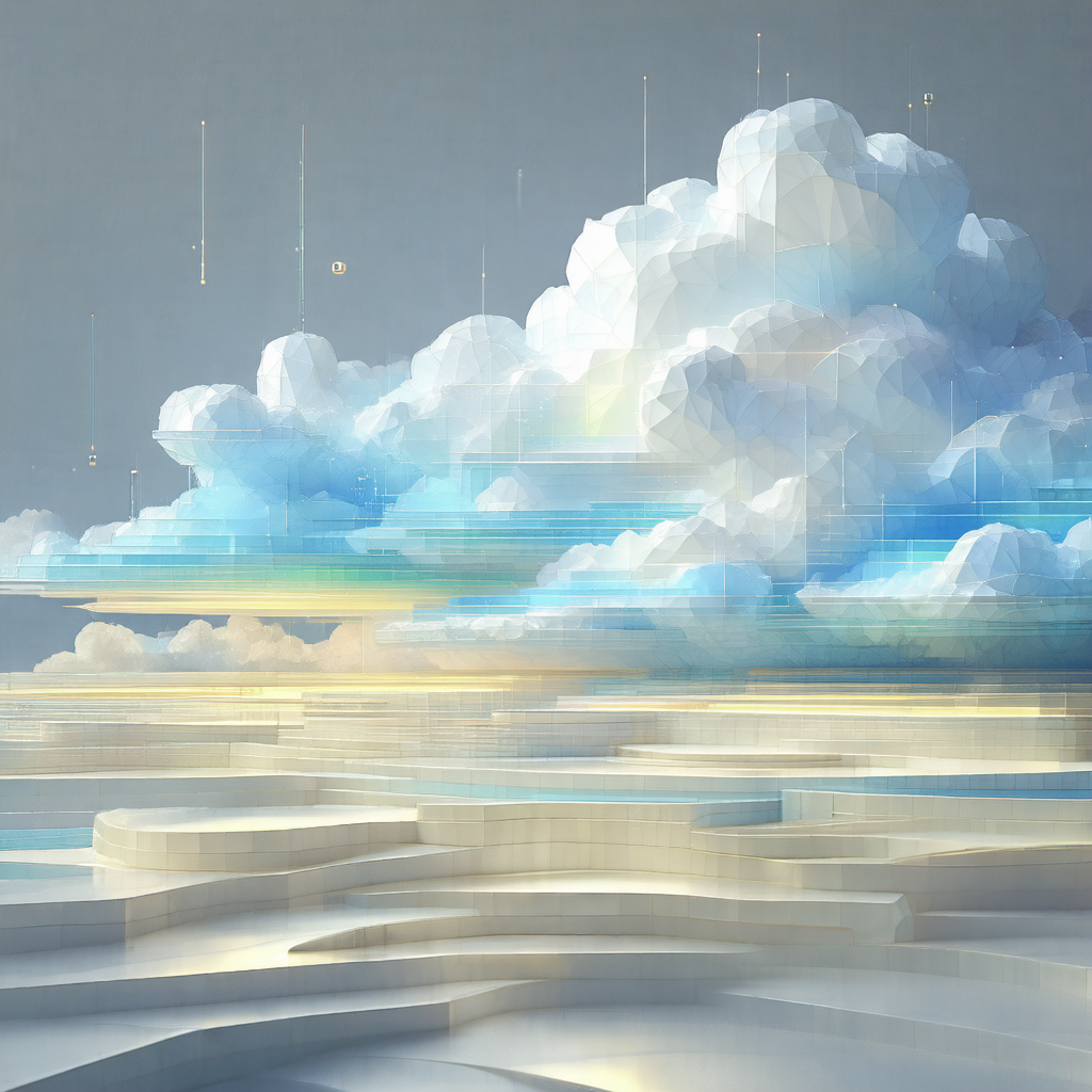 Digital painting of a cloudy sky with a few clouds scatte...