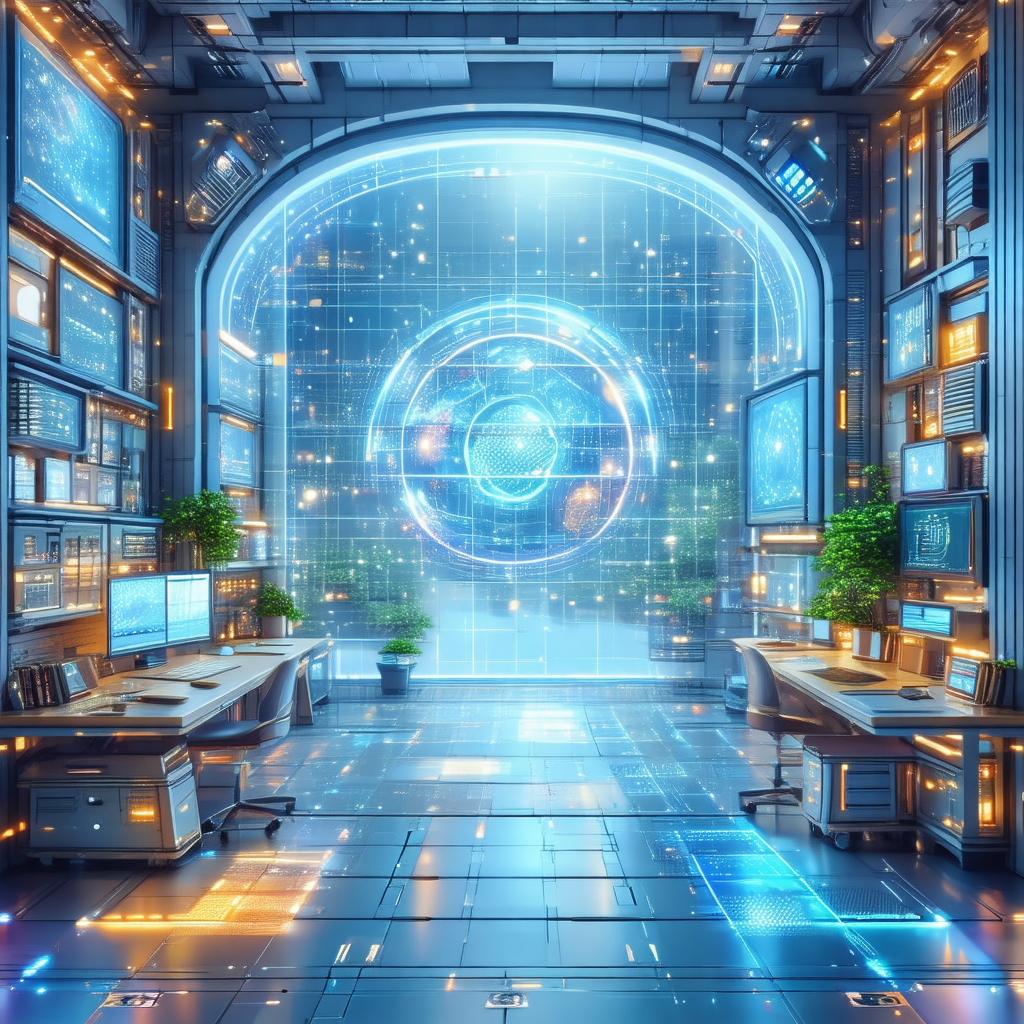 Futuristic room filled with various electronic devices an...
