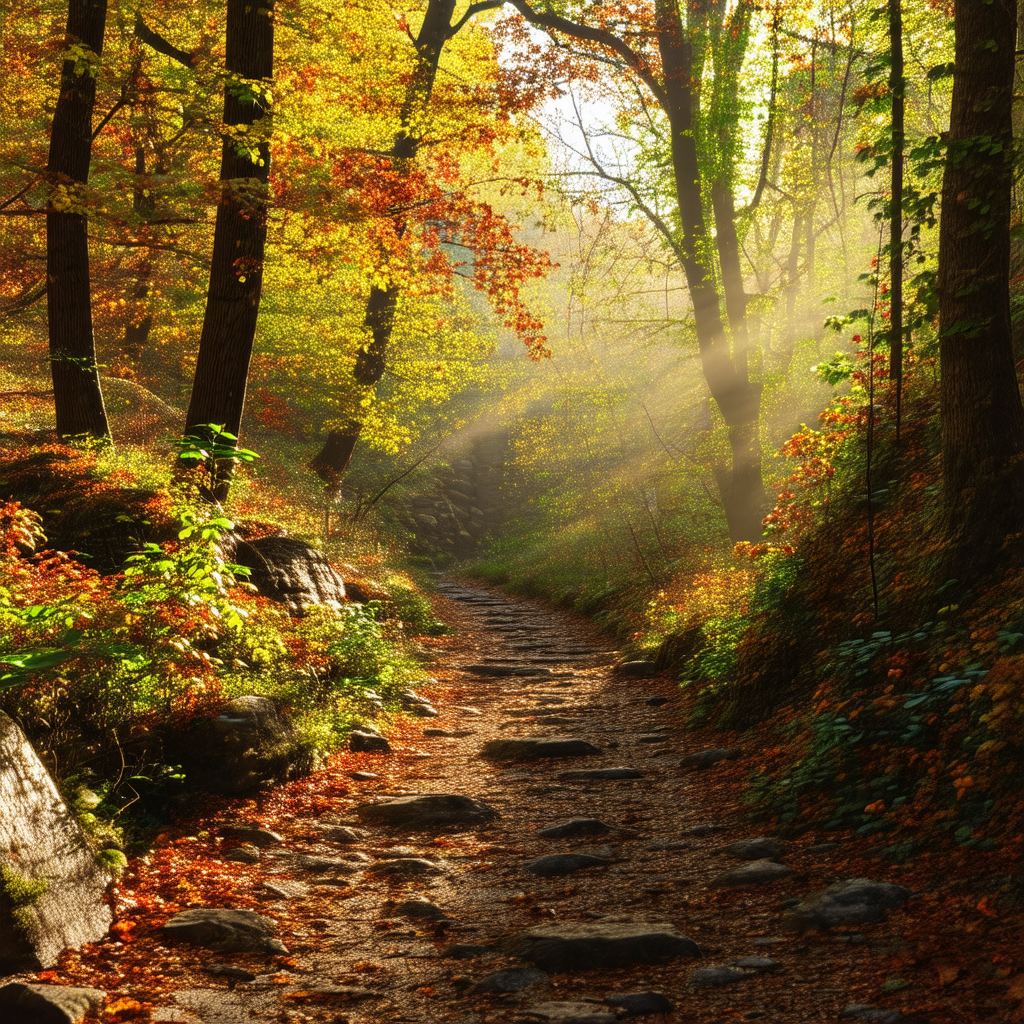 Beautiful forest path surrounded by trees