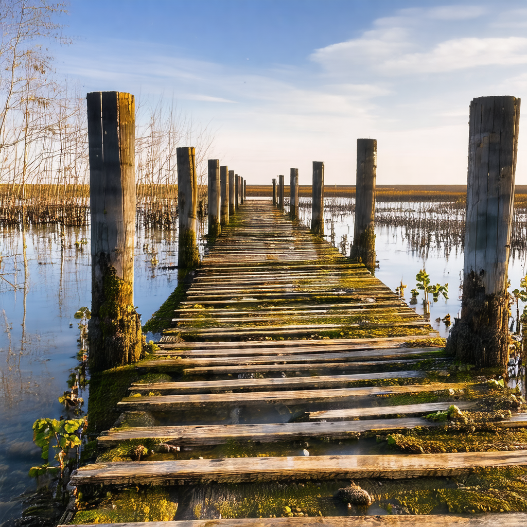 Wooden pier extending out into a body of water