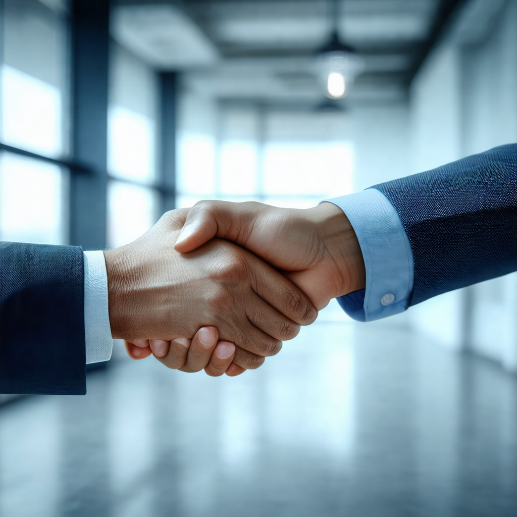 Man in a suit shaking hands with another man in a suit