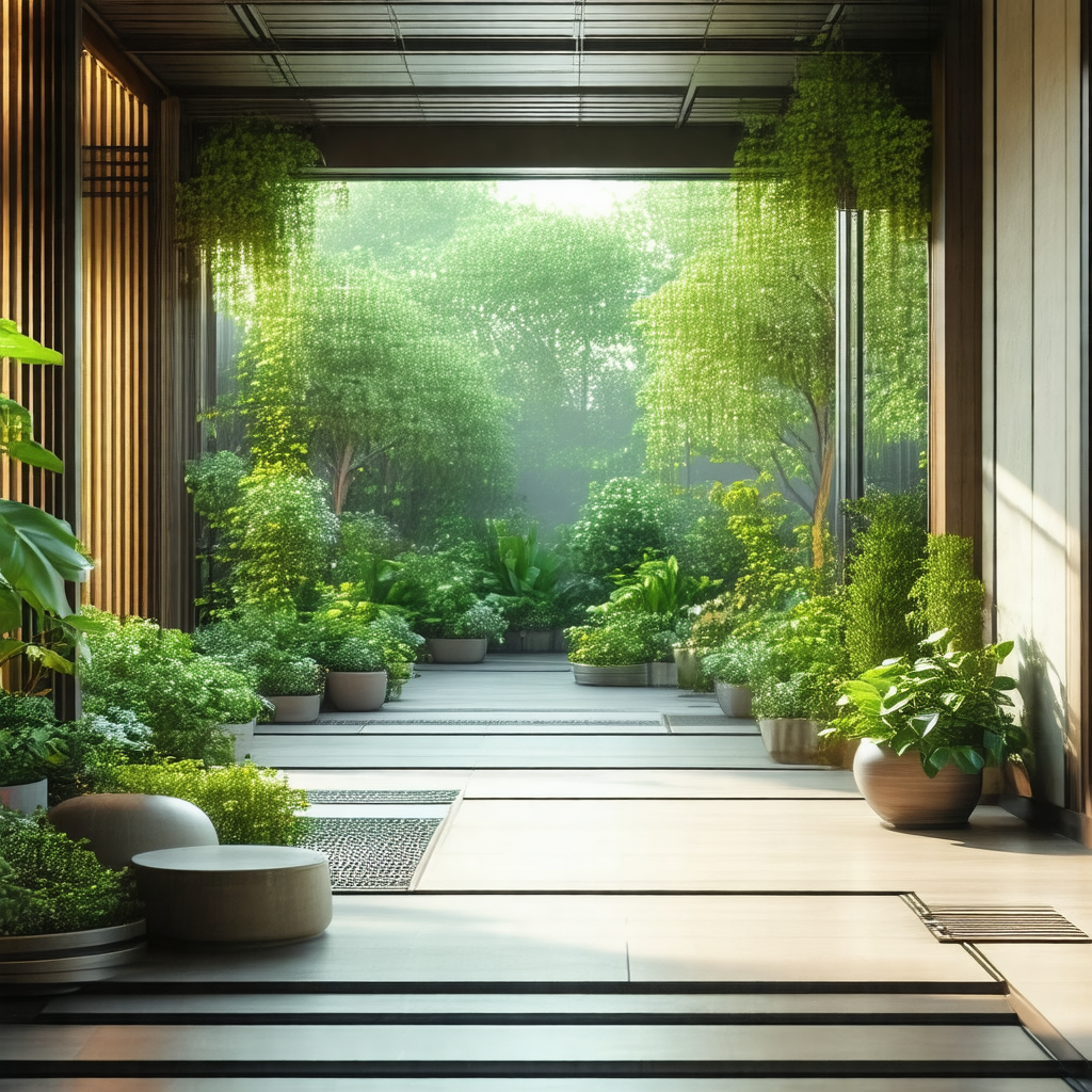Large, well-lit room with a variety of potted plants and ...