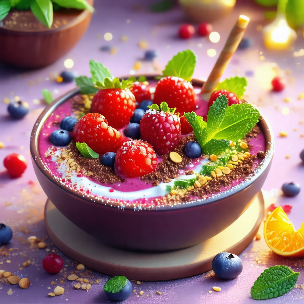 Bowl filled with a delicious mixture of fruits and yogurt