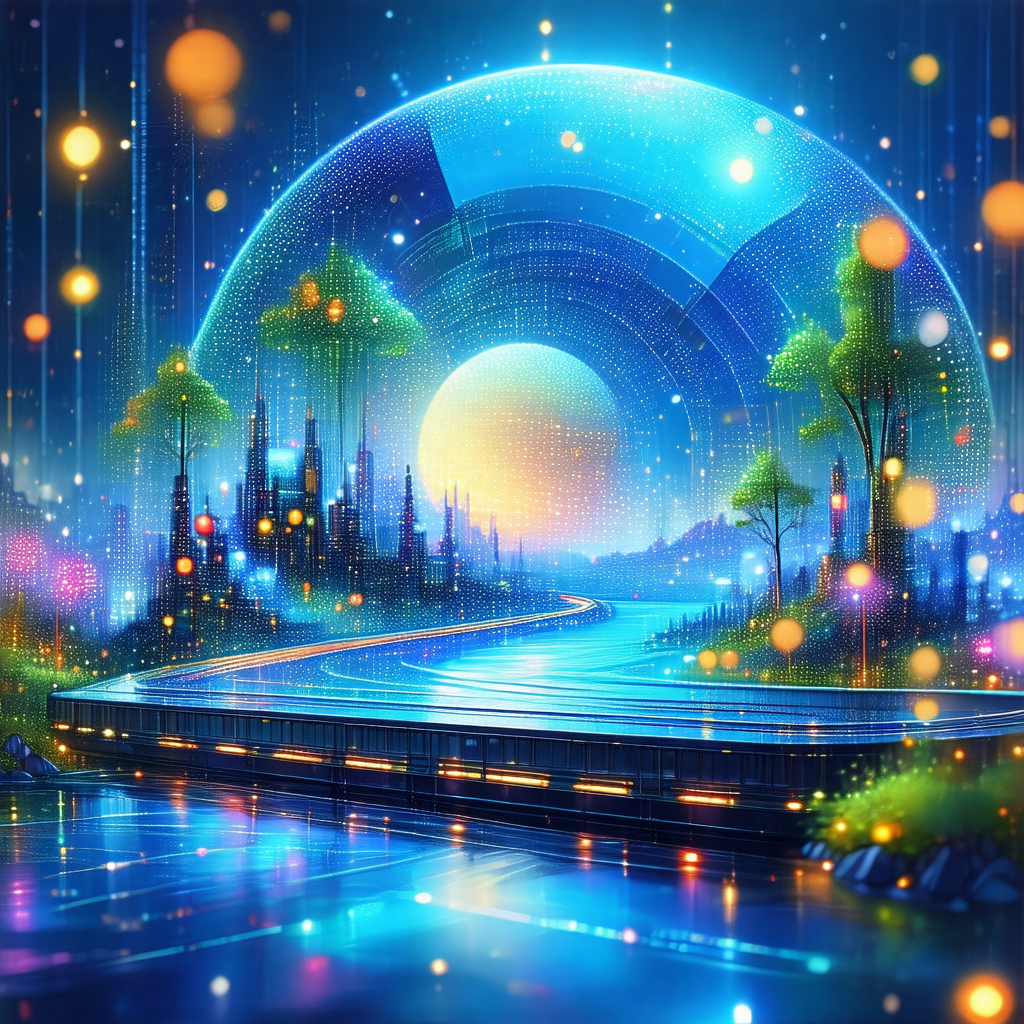 Colorful and vibrant painting of a cityscape at night