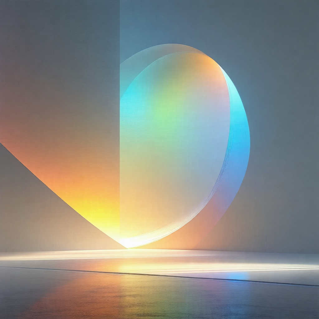 Large, illuminated, white and blue sphere, which appears ...