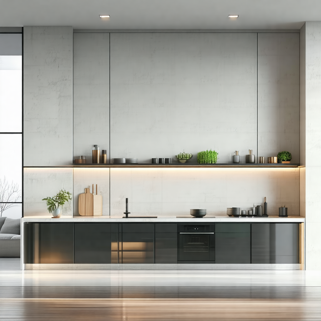Modern kitchen with a large island in the center