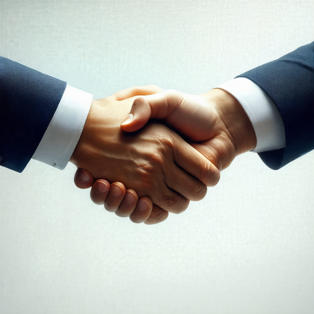 Two men shaking hands in a friendly manner