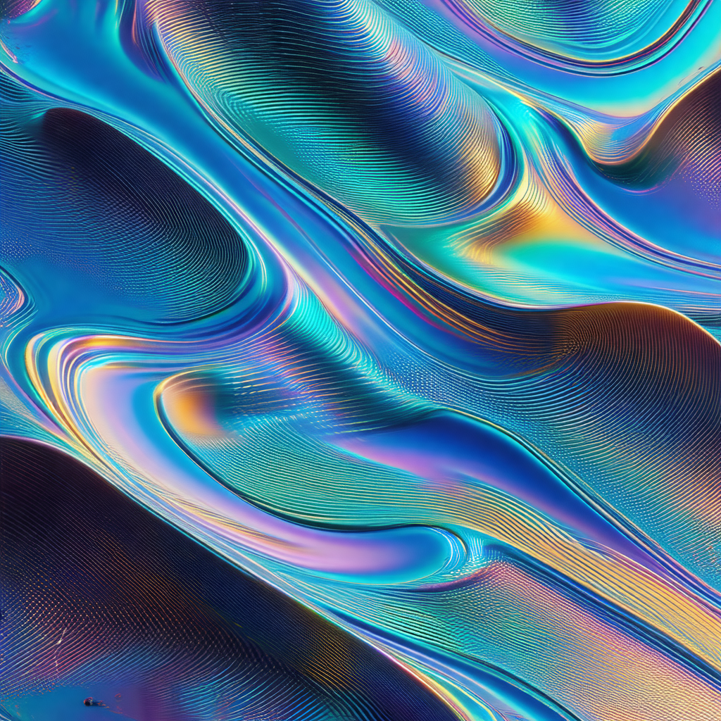 Vibrant, colorful, and swirling pattern of blue, purple, ...