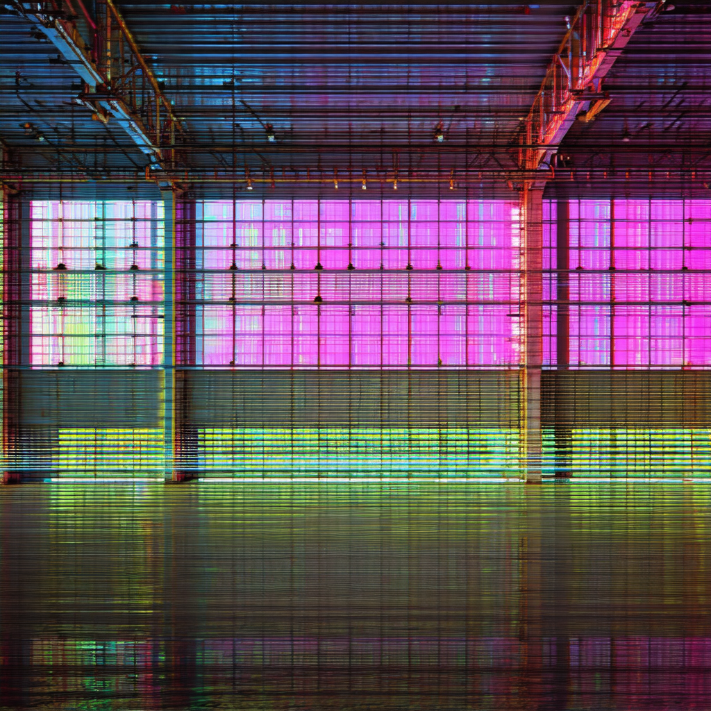 Large, colorful building with a variety of windows