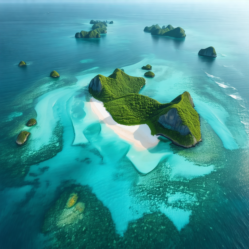 Beautiful tropical island with a white sandy beach