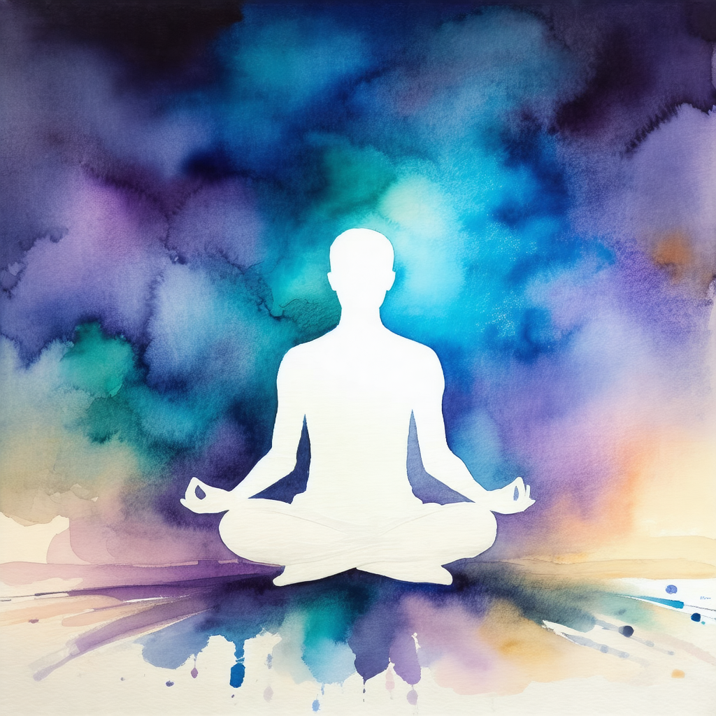 Person sitting in a lotus position, with their legs cross...