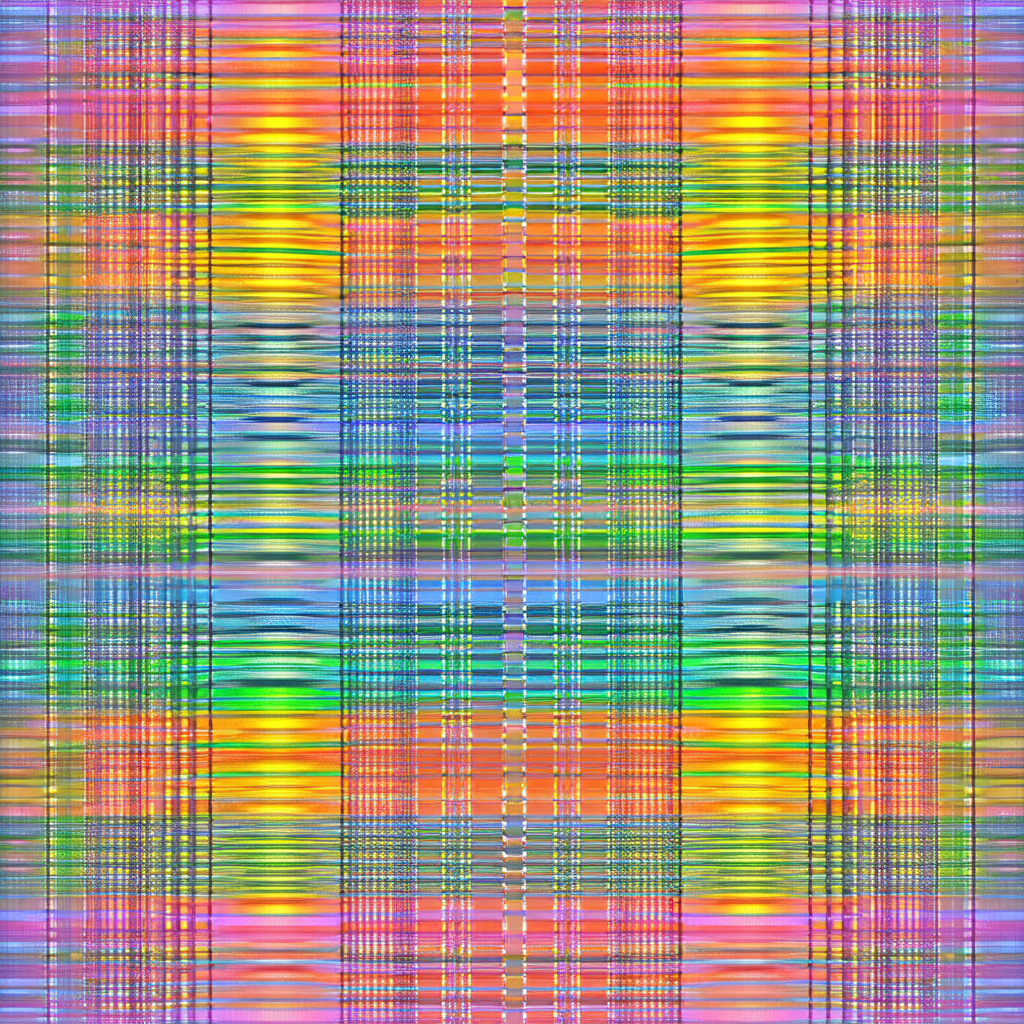 Colorful, abstract artwork featuring a pattern of stripes...