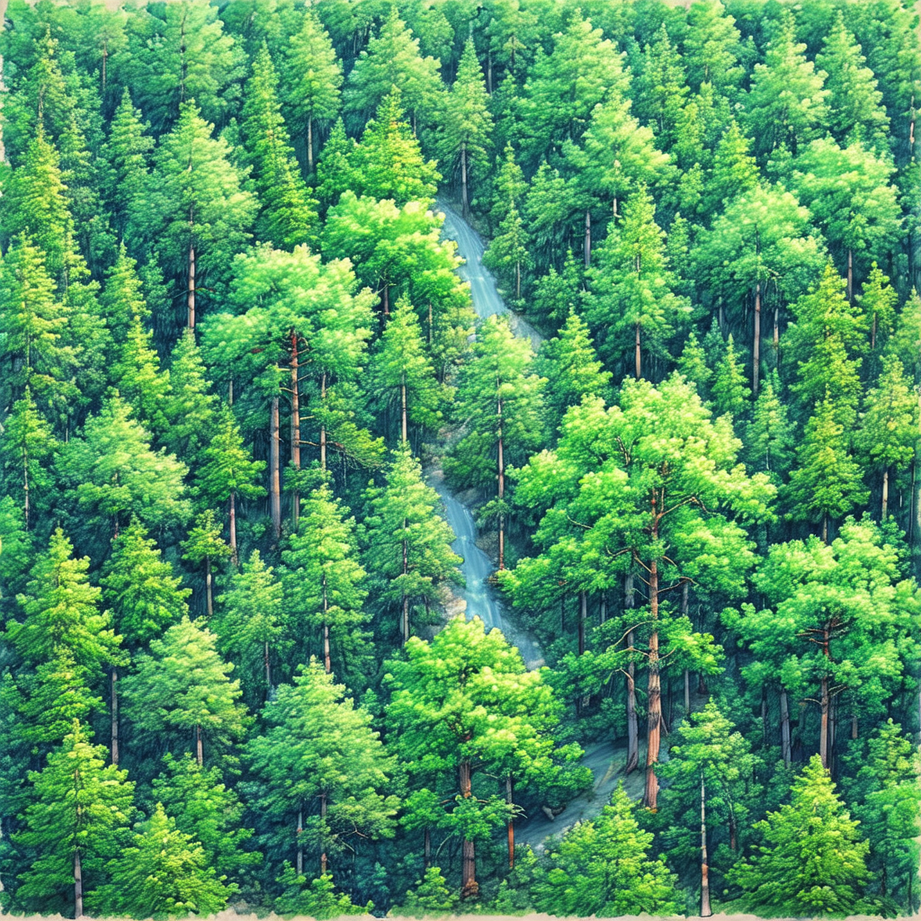 Lush green forest filled with tall trees