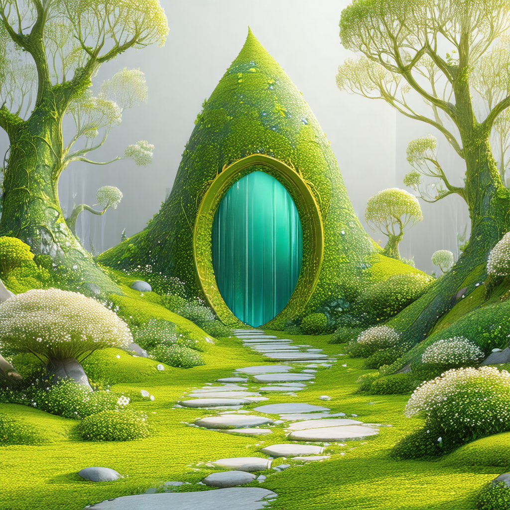 Lush green forest with a variety of trees and plants