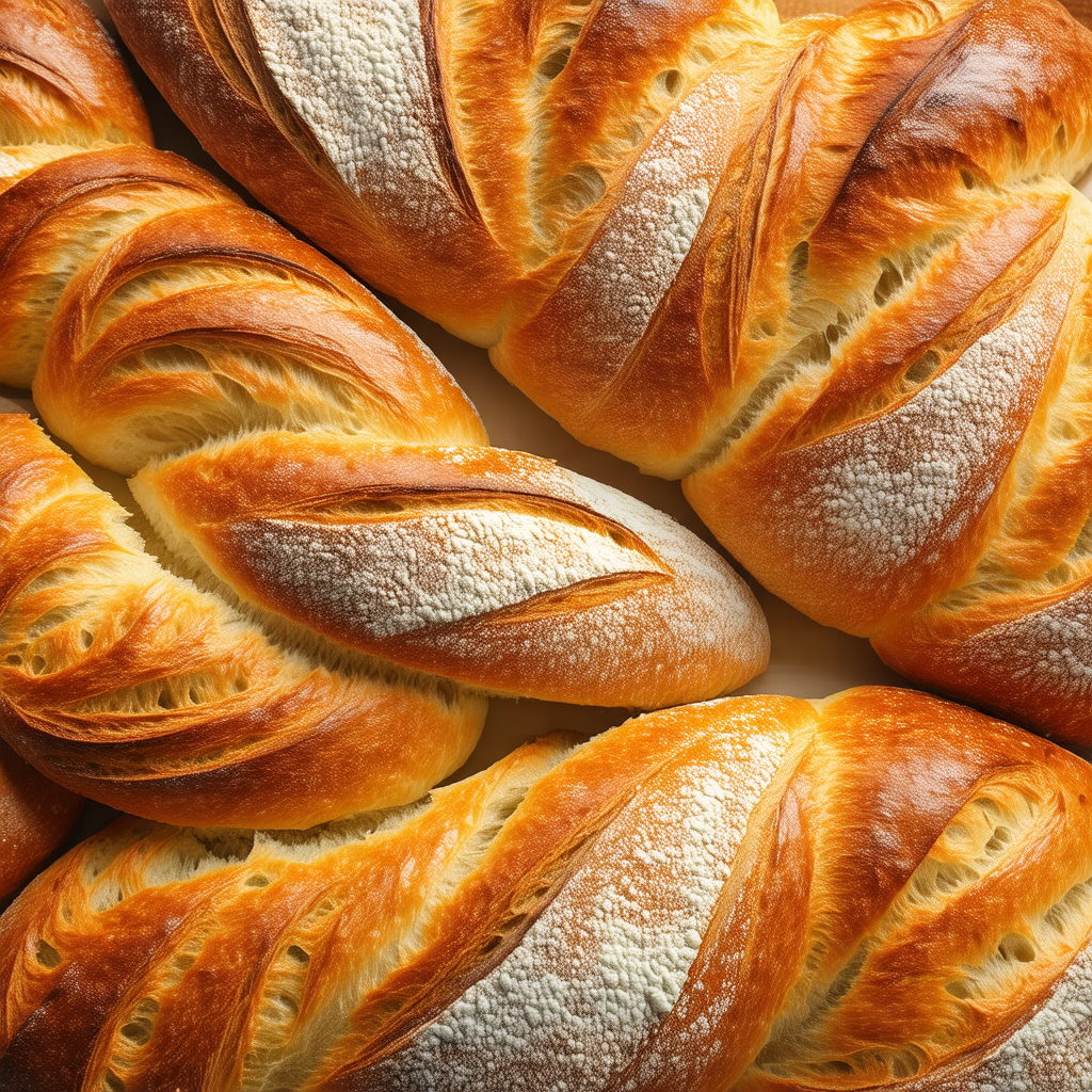Large loaf of bread, cut into several smaller pieces
