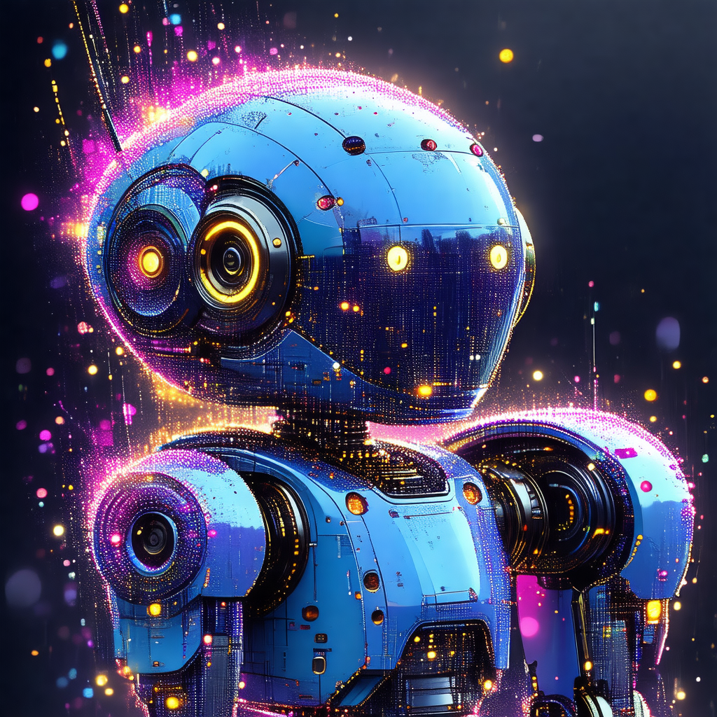 Futuristic robot with a blue and silver color scheme