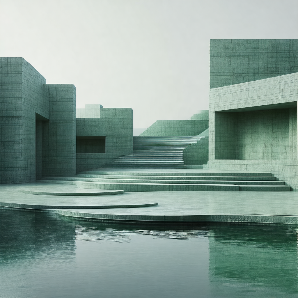 Large, modern building with a reflecting pool in front of it