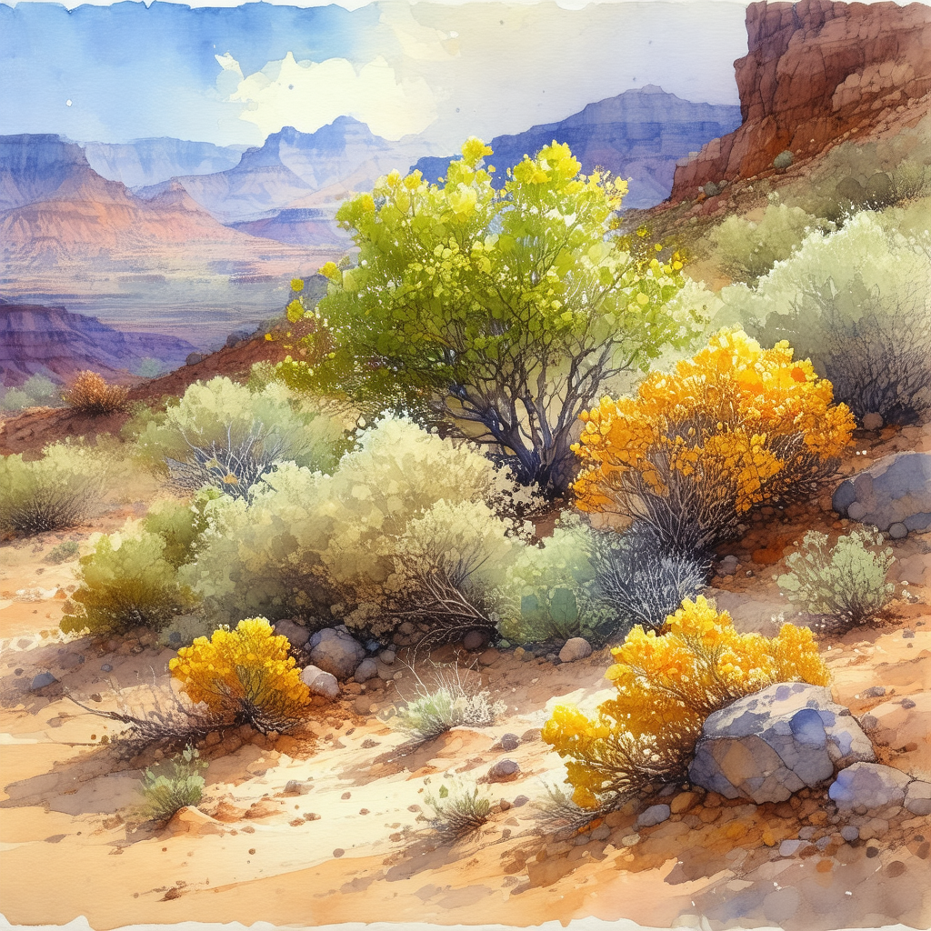 Beautiful desert landscape with a mountain range in the b...