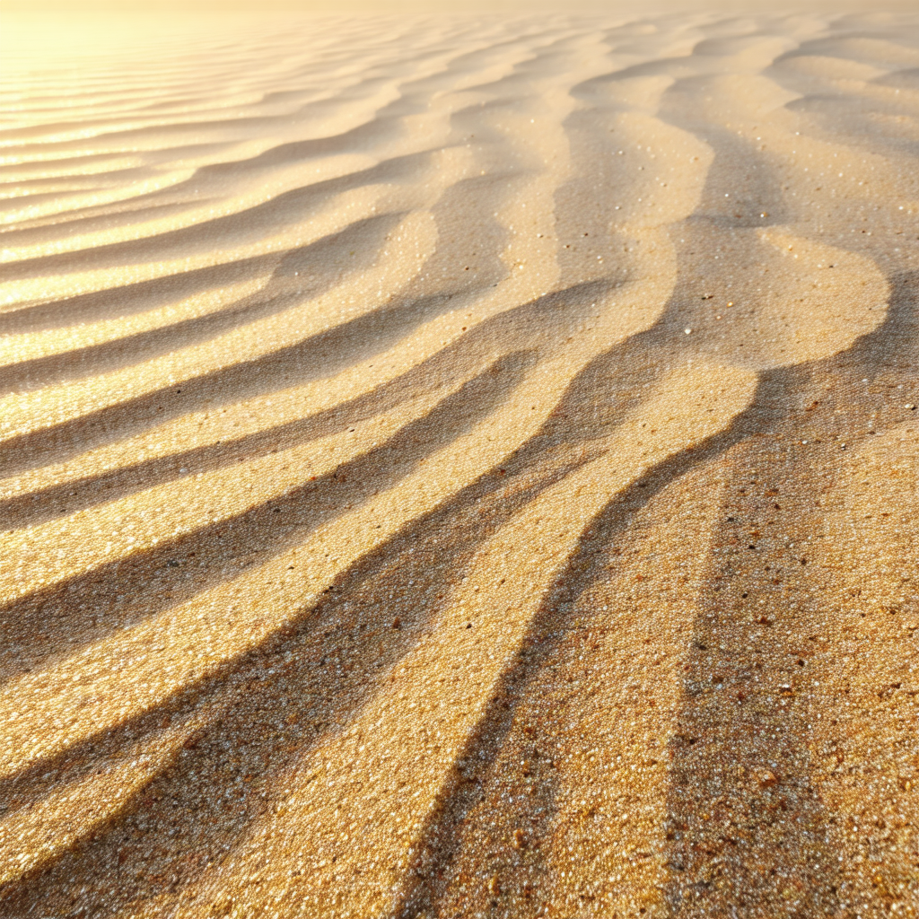 Sandy beach with a beautiful sunset in the background