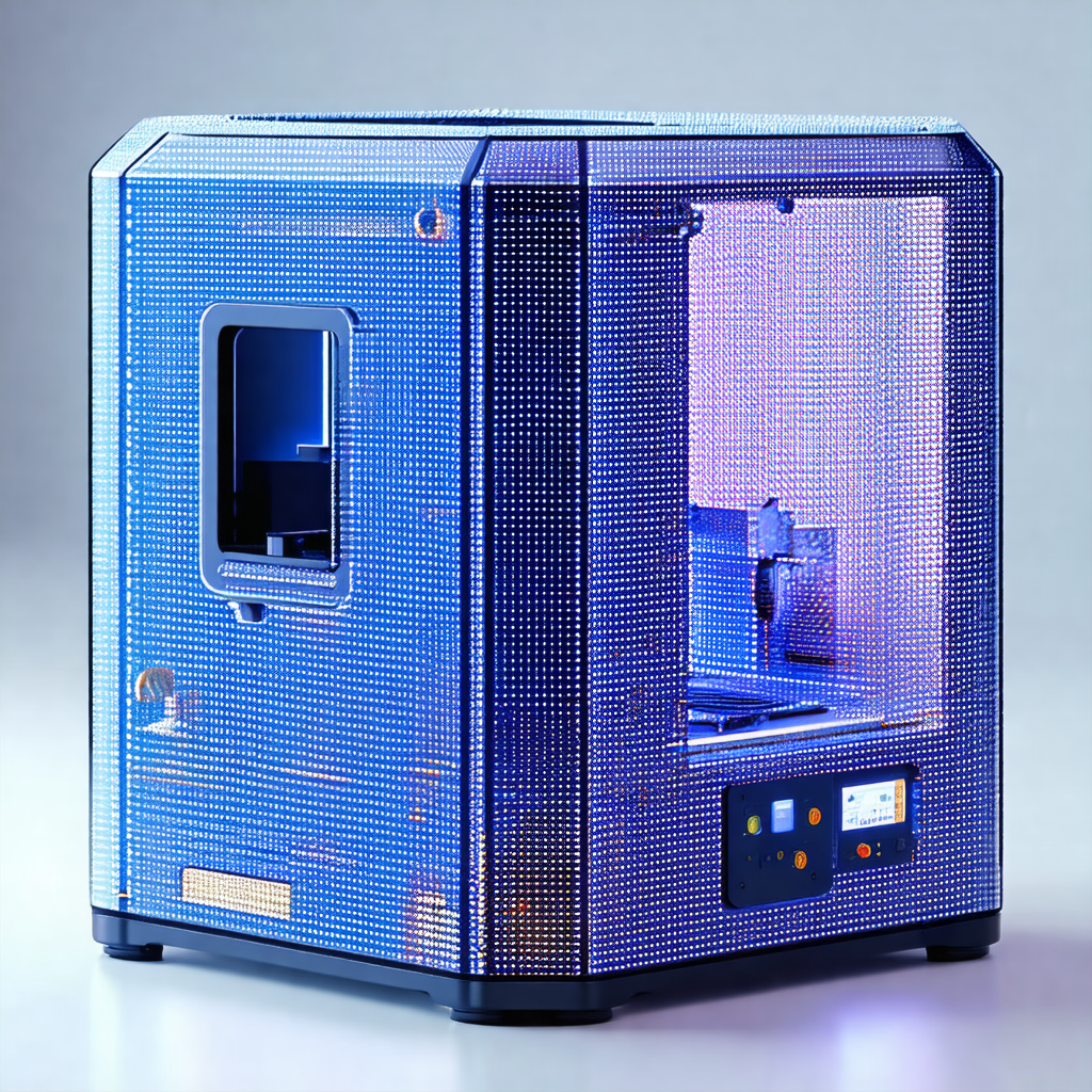 Large, blue, and shiny machine with a clear glass front