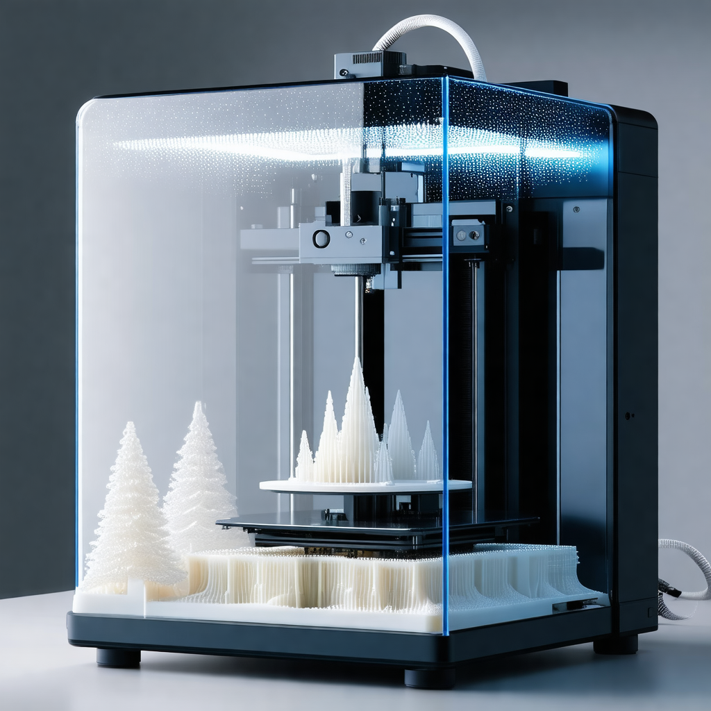 3d printer in the process of creating a model of a christ...