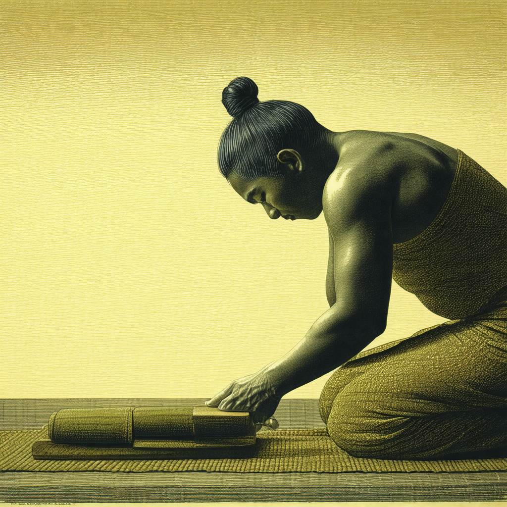 Woman sitting on the floor, holding a book in her hands