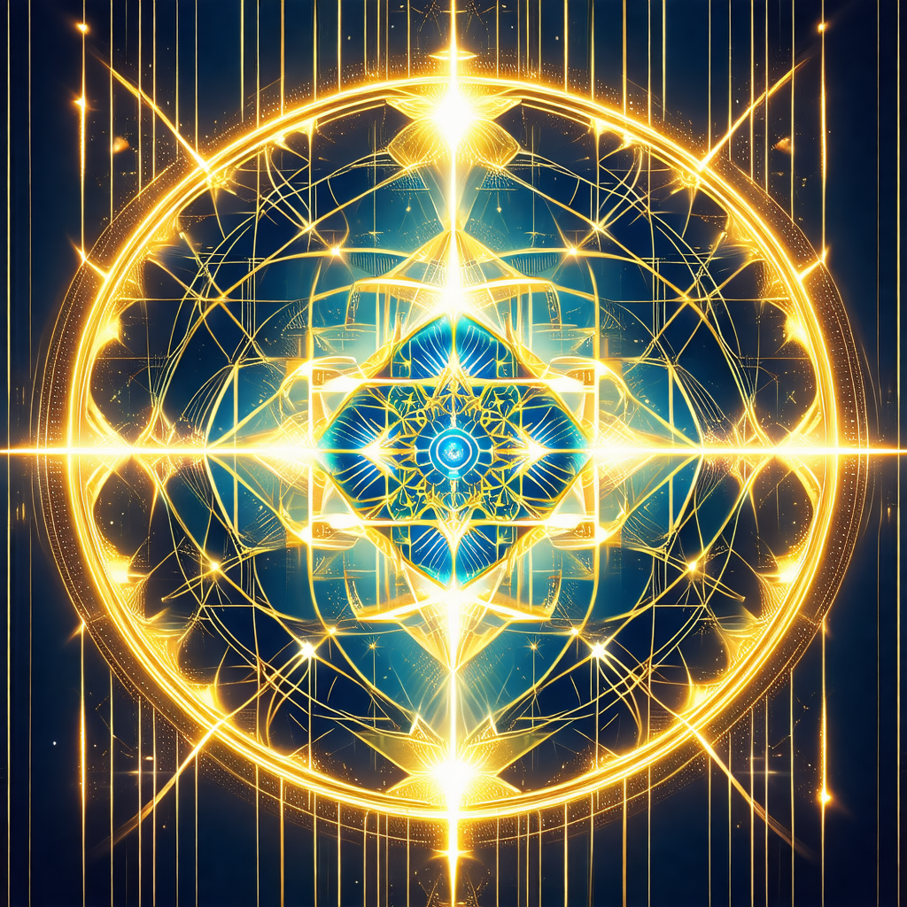 Brightly lit, colorful, and intricate geometric pattern
