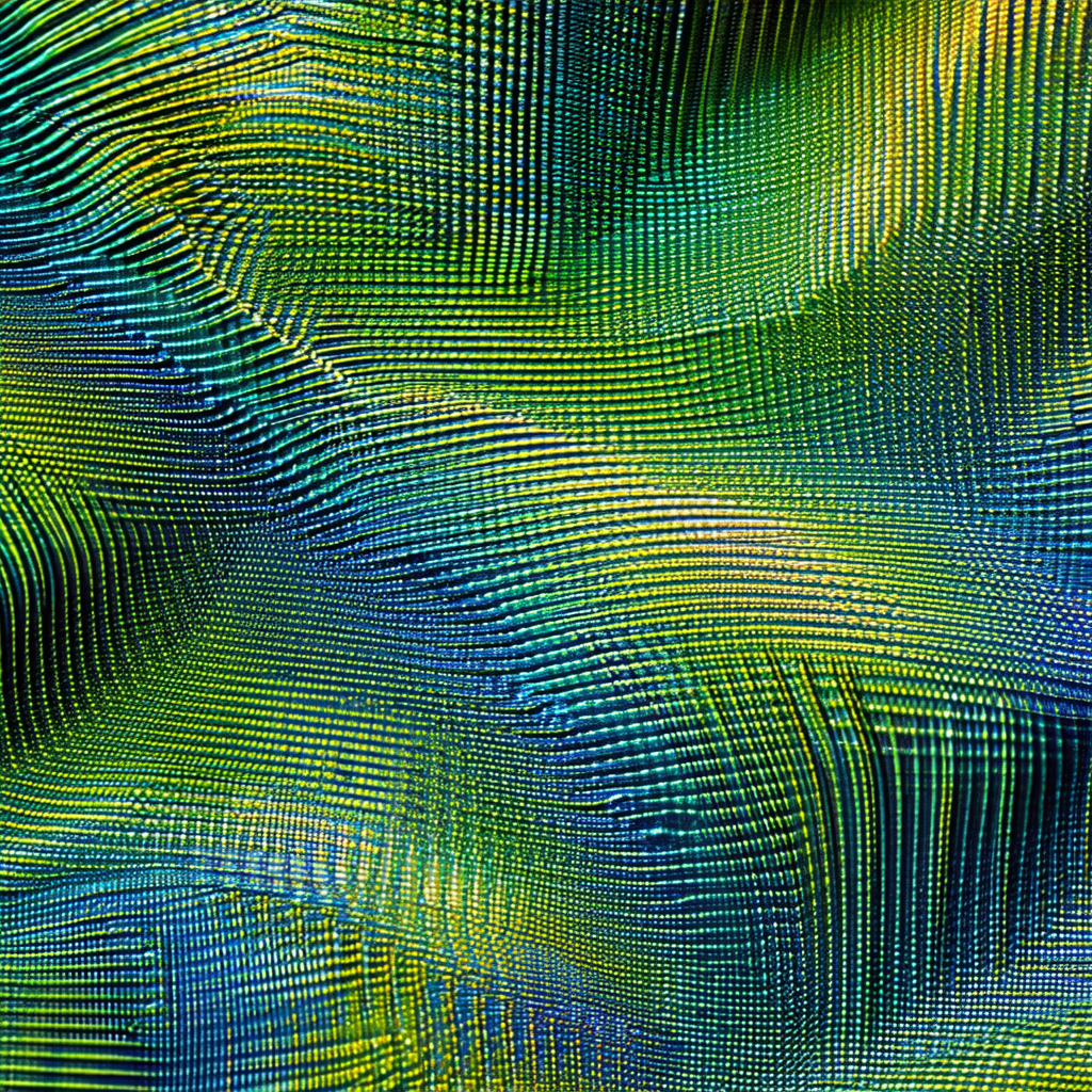 Close-up of a blue and green patterned fabric