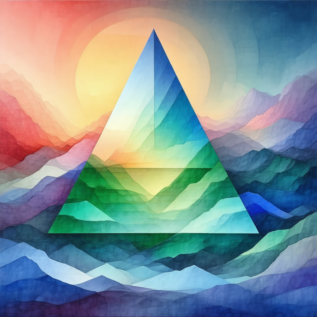 Large, colorful triangle that appears to be floating in t...