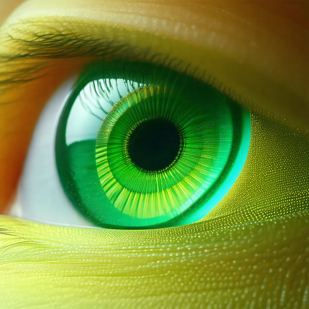 Close-up of a person's eye, showcasing the vibrant green ...