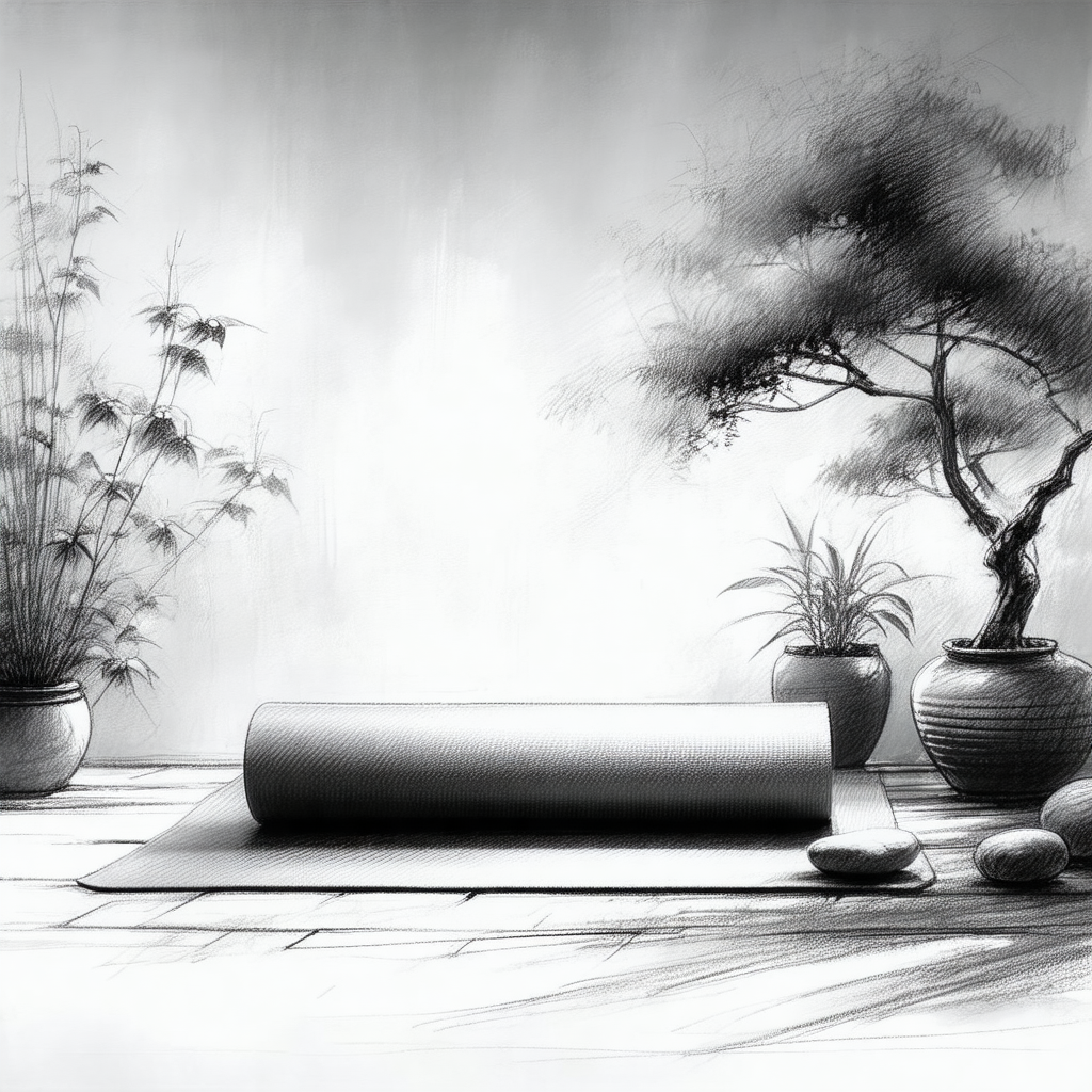 Yoga mat placed on a wooden table