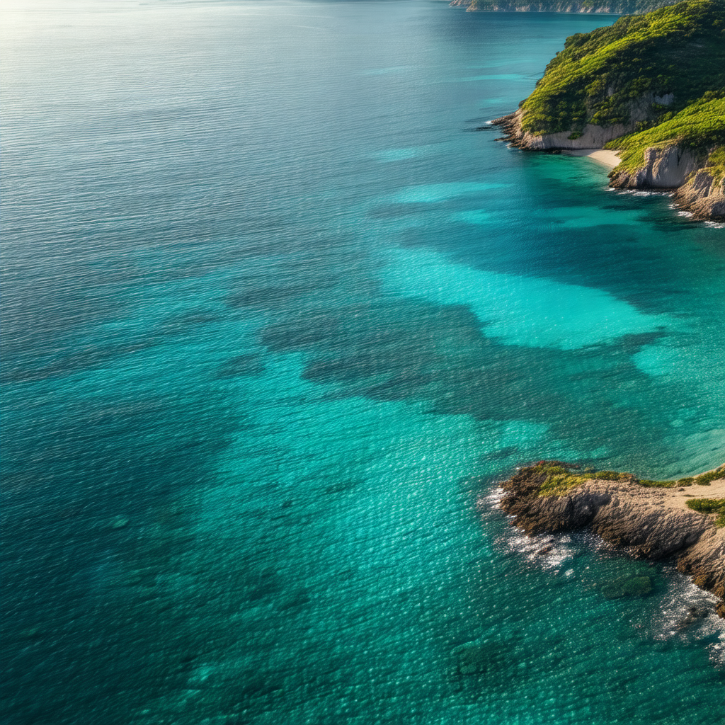 Beautiful blue ocean with a rocky island in the middle