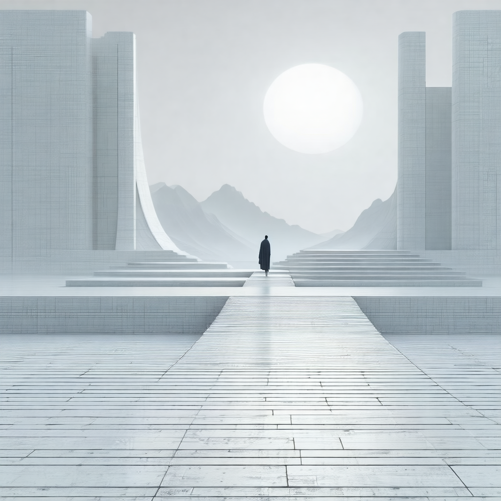 Person walking down a long, empty hallway