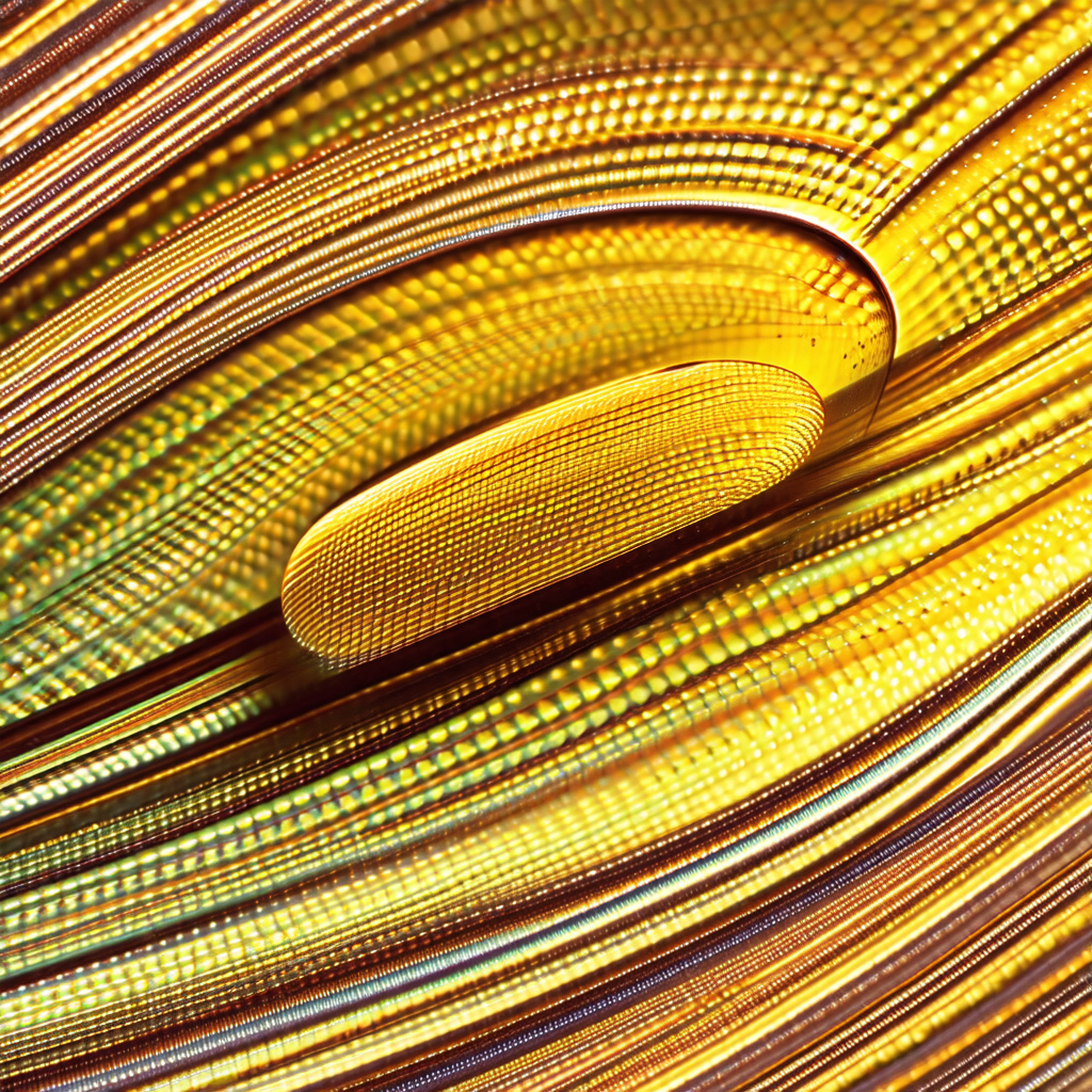 Close-up of a yellow and gold spiral, possibly a piece of...