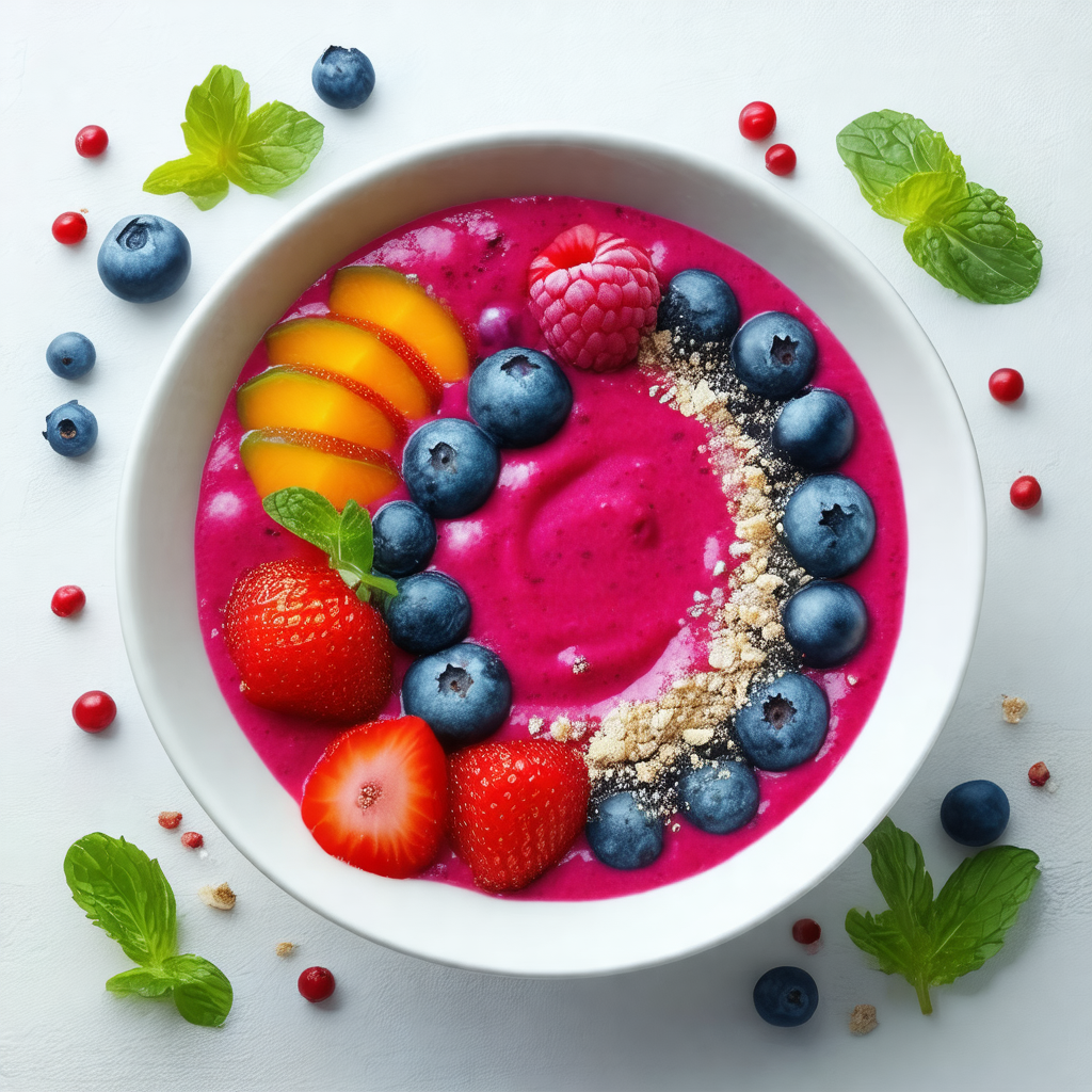 White bowl filled with a delicious mixture of fruits and ...