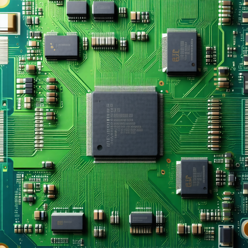 Close-up of a computer circuit board with various electro...