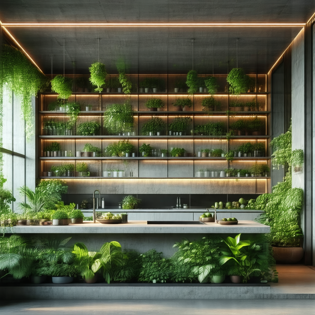 Large, modern kitchen with a long countertop