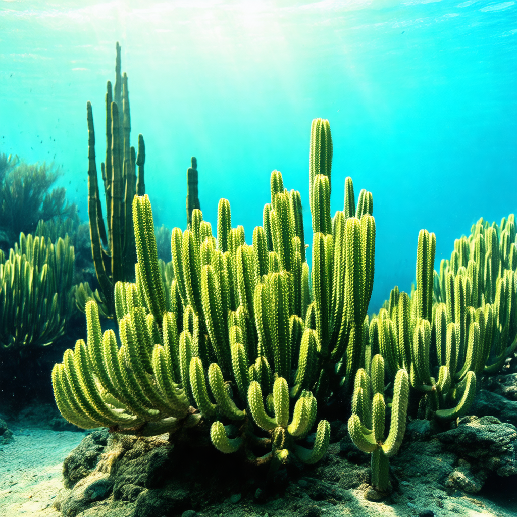 Beautiful underwater scene with a variety of plants and c...
