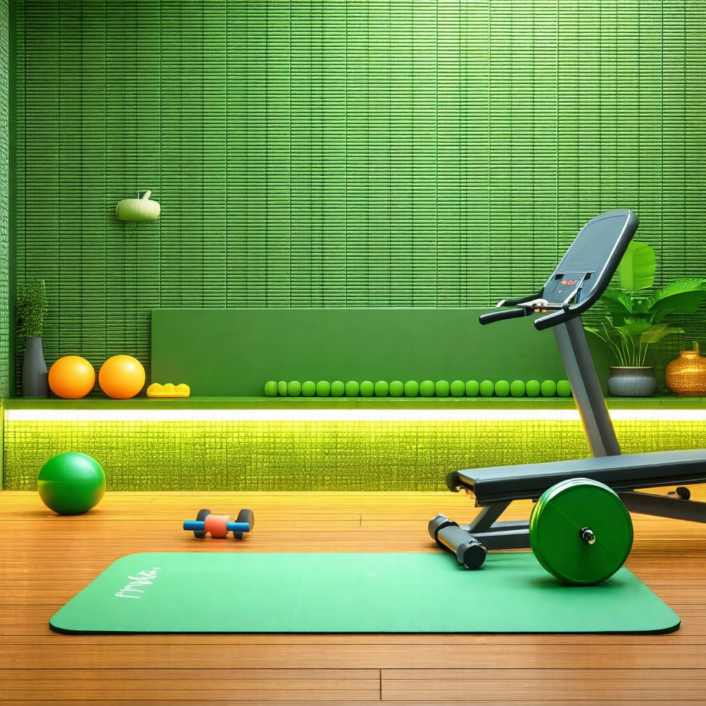 Room with a green wall and a black exercise machine